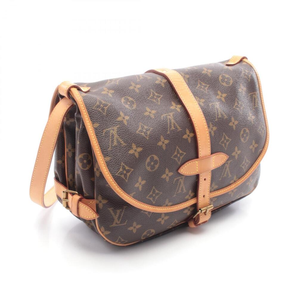 Louis Vuitton Saumur Shoulder Bag Canvas Leather Monogram Brown